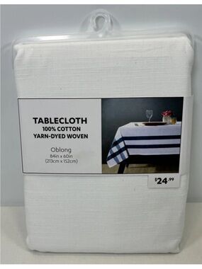 AT HOME Tablecloth 100% COTTON Yarn Dyed Woven Oblong 84"x60" NEW
